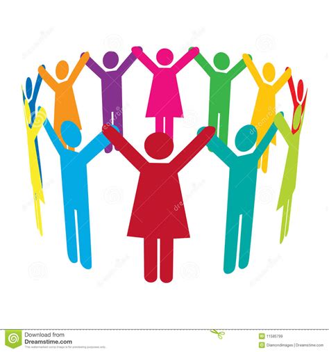 Circle Of Colourful People With Hands Up Stock Vector Illustration Of