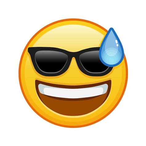 Cara Sonriente En Sudor Frío Con Gafas De Sol Gran Tamaño De Emoji