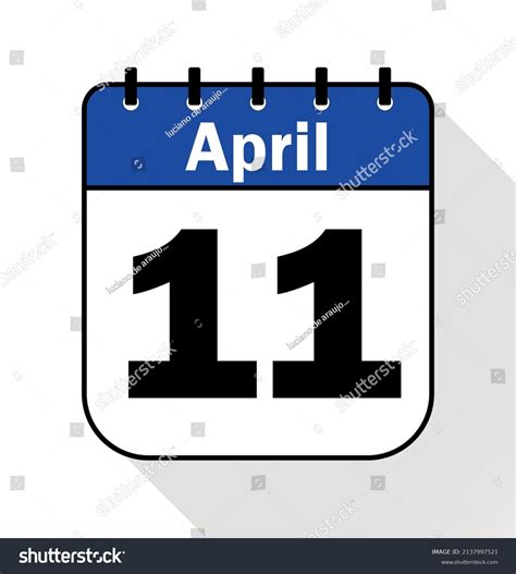 April Day 11 Blue Calendar Icon Vector Royalty Free Stock Vector