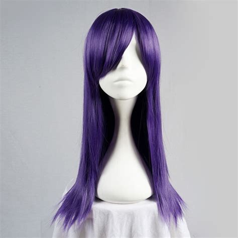 55cm 70cm long straight purple anime cosplay full wig wig cap heat resistant in synthetic none