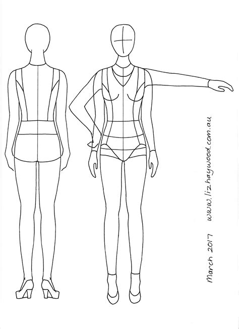 Fashion Illustration Croqui Template Front And Back View Pose Vlrengbr