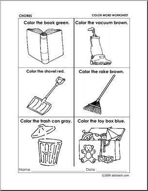 It also gives them freedom to. Worksheet: Chores - Coloring (preschool/primary) -b/w ...