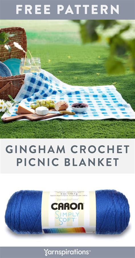 Free Gingham Crochet Picnic Blanket Pattern Using Caron Simply Soft