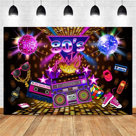 Neoback 80s Party Backdrop Disco Theme Retro 80s Birthday Background