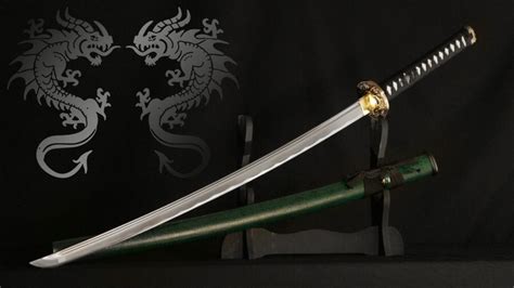 Dueling Dragon Emerald Green Samurai Katana Sword With Scabbard 49