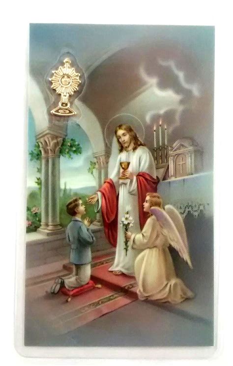 Boy First Communion Holy Card With Medal