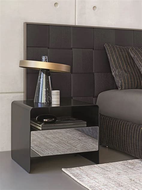 Rectangular Metal Bedside Table With Drawers Foglio By Flou3 Bedside