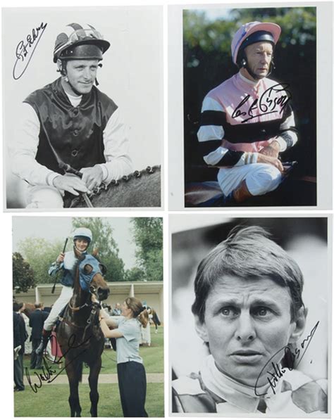 a collection of 50 signed photographs of jockeys comprising