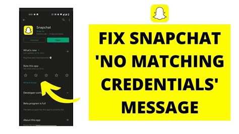 How To Fix Snapchat No Matching Credentials Message Snapchat