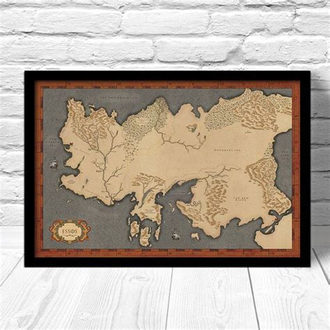 Game Of Thrones Essos Map Vintage Style Map Fan Art Home Decor