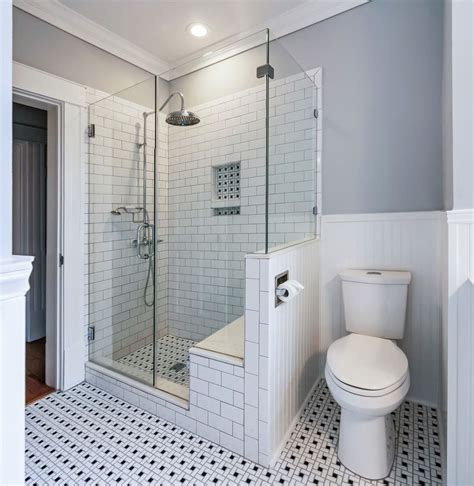 Mid Sized Transitional Corner Shower Idea With A Two Piece Toilet White