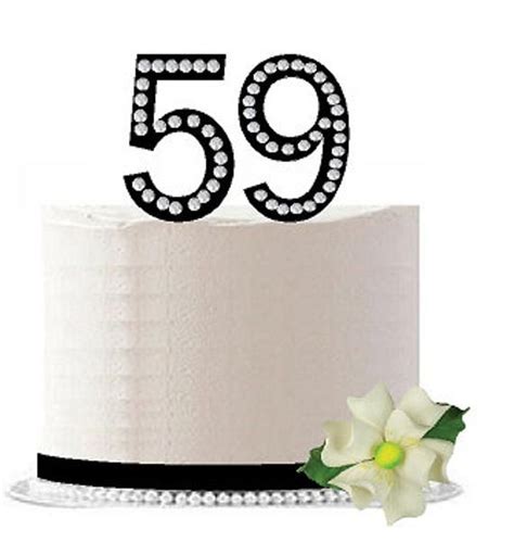 59th Birthday Anniversary Rhinestone Bling Sparkle Cake Decoration