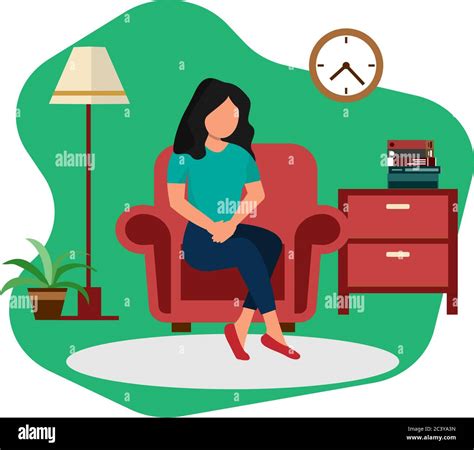 Wife Waiting Her Husband Back To Work Flat Design Illustration Isolated With With Background