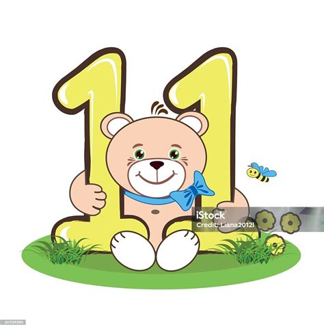 The Number Eleven And Jolly Bear Stock Illustration Download Image
