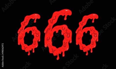 Cartoon Illustration Of The Bloody Numbers 666 On Black Background