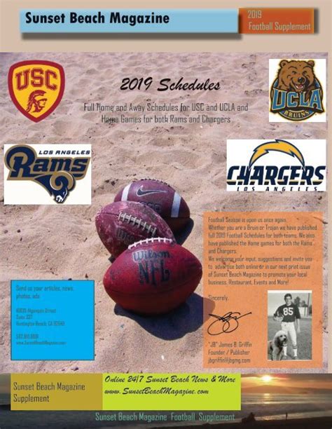2019 Ucla Bruins Usc Trojans La Rams Chargers Home Football Schedules