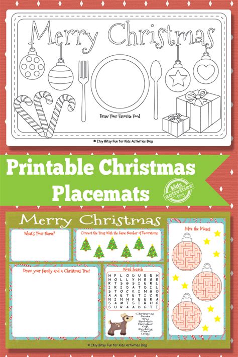 28 christmas activities for kids and adults. Decorate these Printable Christmas Placemats
