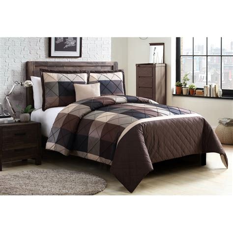 From down to down alternative, this bedding feels incredible. Elliot 4 Piece Brown Plaid Duvet Set by Better Homes and ...