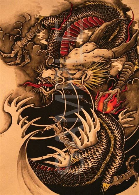 Chinese Dragon Tattoo Poster Art Print Dra01 A4 A3 Buy 2