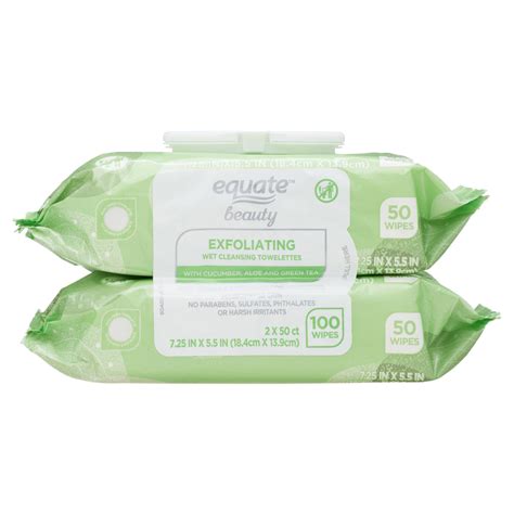 Equate Beauty Exfoliating Wet Cleansing Make Up Remover Facial Wipe Twin Pack 100 Count
