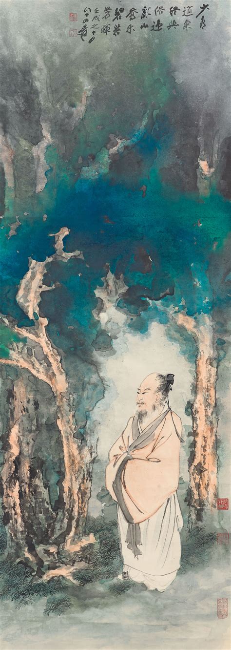 Zhang Daqian 1899 1983 Lofty Scholar By Lush Trees Christies