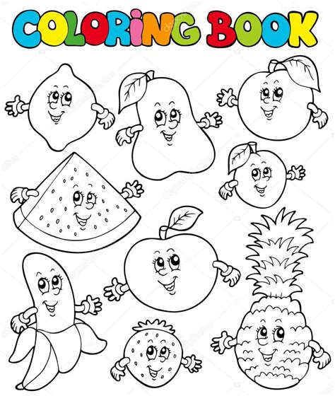 Dibujos Animados Para Colorear De Frutas Y Verduras Para Colorear