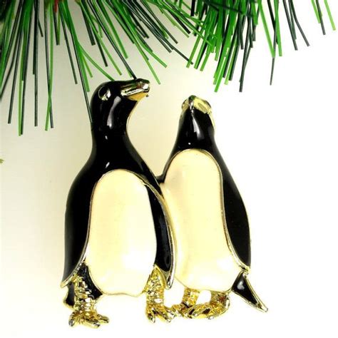 penguin couple brooch vintage danecraft black off white enamel etsy vintage brooches white