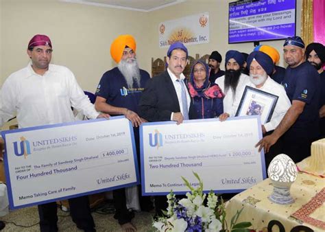 United Sikhs Present 600000 Check To Deputy Sandeep Singh Dhaliwals