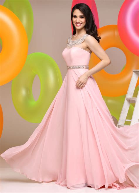 Sparkle Prom Dresses Style 71505 Pink A Line In Chiffon Sparkle