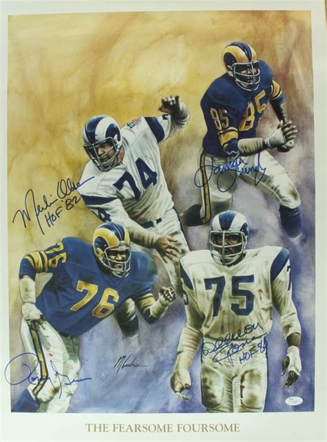 fearsome foursome rams 19 x 26 lithograph signed by deacon jones merlin olsen rosey grier lamar