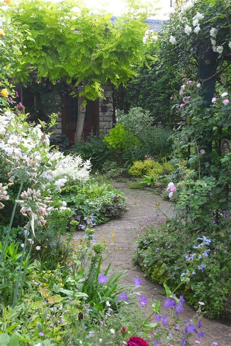 A Garden With Lots Of Flowers And Plants Growing Around The Path To An