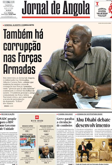 Jornal De Angola 14 Jan 2019 Jornais E Revistas Sapopt Última Hora E Notícias De Hoje