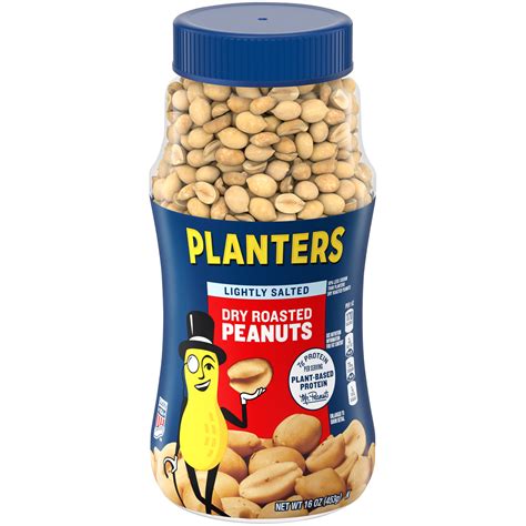 Planters Lightly Salted Dry Roasted Peanuts 16 Oz Jar