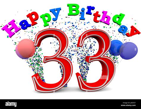 A 33 With Happy Birthday And Balloons Stock Photo Alamy