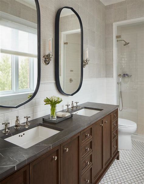 You'll find colors and tones that match fixtures in bronze, brass, nickel, chrome and more, to suit a wide range of budgets. Oval Black Mirrors with Soapstone Vanity Countertop ...