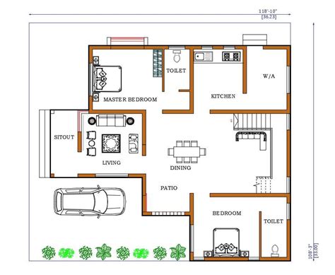 Cad House Plan 2 Bhk Drawing Download Dwg File Cadbull