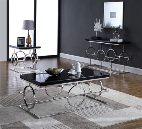 Cesario Modern Black Glass Top Coffee Table Wshaped