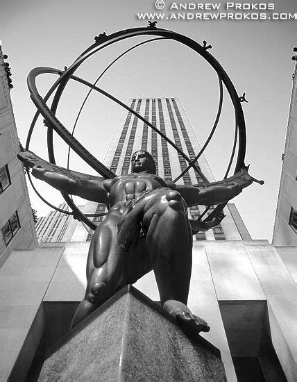 Rockefeller Center Atlas Framed Black And White Photo By Andrew