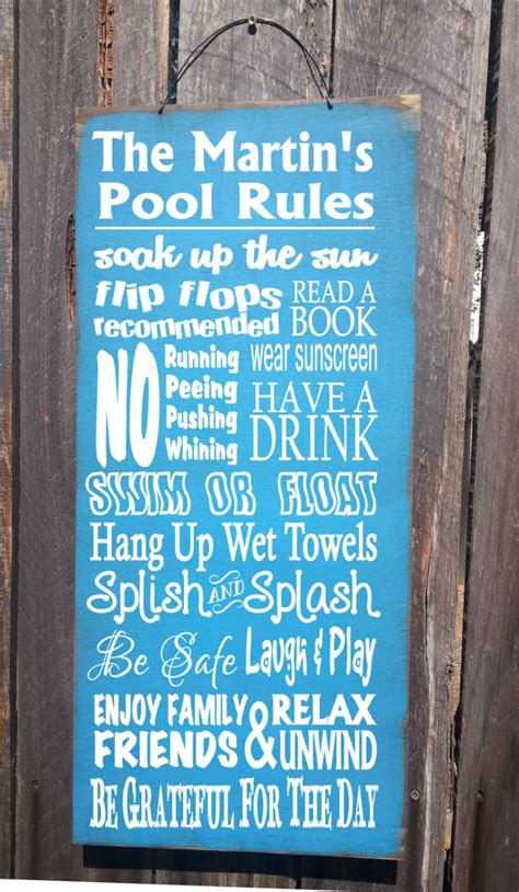 Personalized Pool Rules Sign Pool Decor Pool Rules Sign Etsy