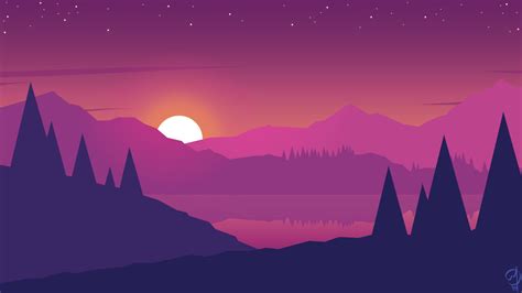 Purple Minimal Mountain Wallpapers Wallpaper Cave