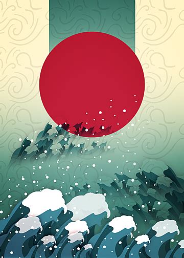 Graceful Ocean Waves In Japanese Style Japanese Waves Illustration