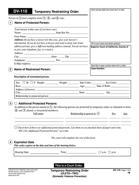 Restraining Order Forms Fill Online Printable Fillable