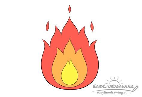 How To Draw Fire Step By Step Easylinedrawing