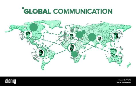 Global Communication Vector Chat On World Map At Distance Worldwide