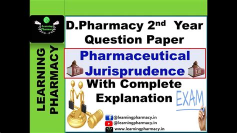 Pharmaceutical Jurisprudence Dpharmacy 2nd Year Question Paper