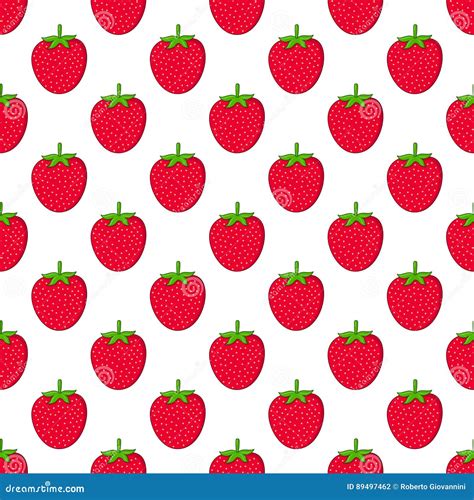 Red Strawberry Seamless Pattern On White Stock Vector Illustration Of