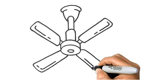 How To Draw A Ceiling Fan Easy Step By Step Youtube