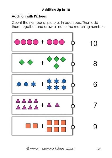Free interactive exercises to practice online or download as pdf to print. Kindergarten Addition Worksheets with Pictures 5