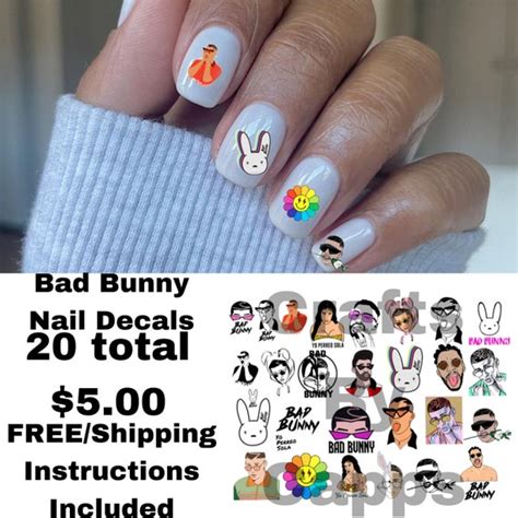 Bad Bunny Nail Decals Etsy