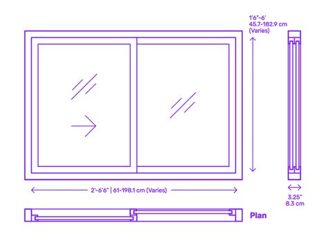 Sliding Window 2 Panels Clear Dimensions And Drawings